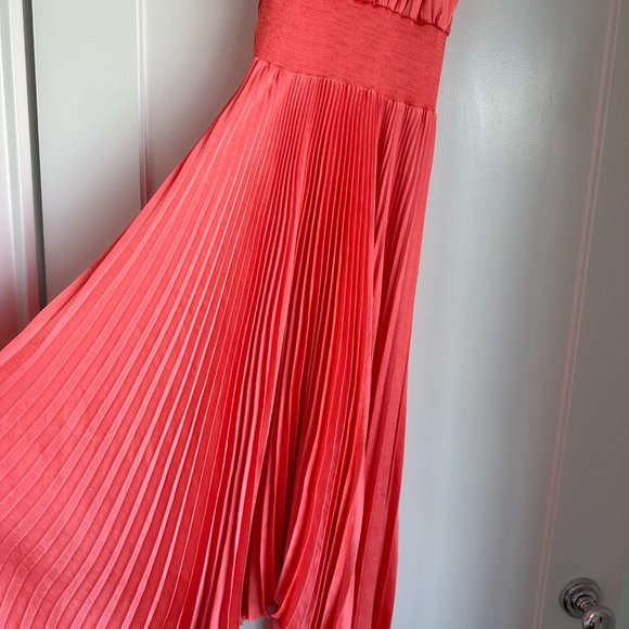 A.L.C. Renzo Asymmetrical Halter Pleated Midi Dress SZ 00 Maillot Smocked - Picture 11 of 12